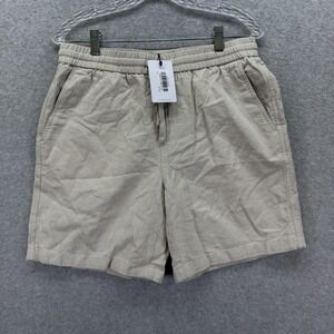 Collars & Co Shorts Mens Medium Beige Linen Cotton Chino Drawstring Pull On